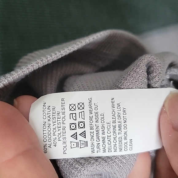 Lucky Brand Venice Burnout men's  grey&green soft waffle long sleeved shirt NWOT - Picture 5 of 5